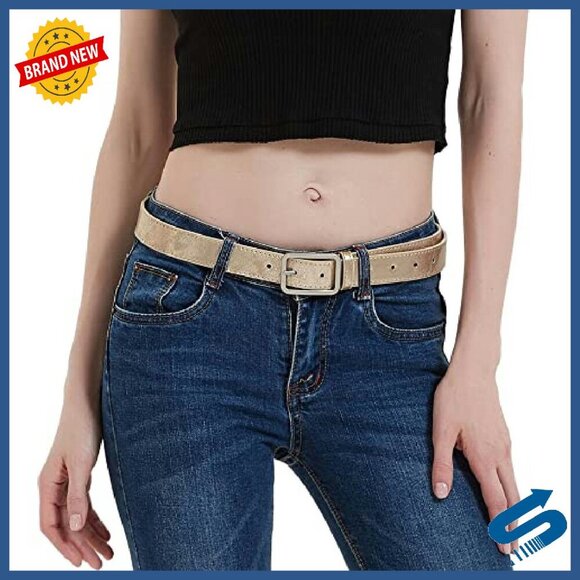 Adjustable Faux Leather Belt with Bling Buckle for Dresses Jeans main image 5